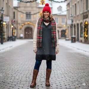 Pendleton Womens 100% Wool Shirt Dress L Gray Sleeveless Layering Popover Shift